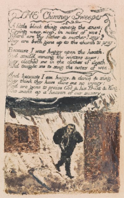 Songs of Innocence and of Experience, deska 45, "Kominík" (Bentley 37) od William Blake
