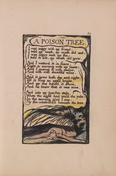 Písně nevinnosti a zkušeností, deska 50, jedovatý strom (Bentley 49) od William Blake