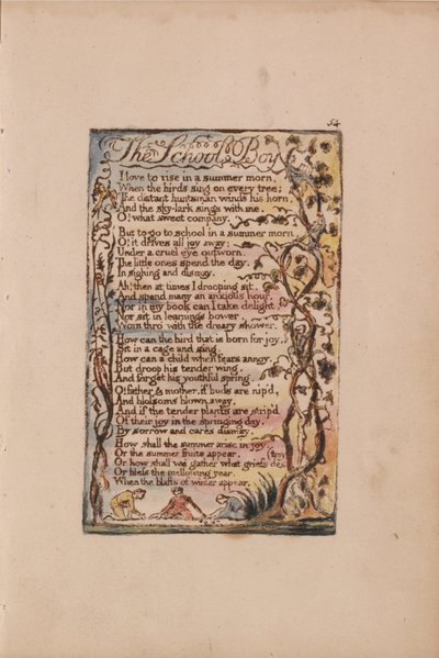 Písně nevinnosti a zkušeností, deska 54, školák (Bentley 53) od William Blake