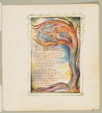 Songs of Innocence and of Experience: The Blossom: Merry Merry Sparrow, ca. 1825. od William Blake