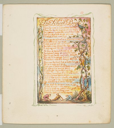 Songs of Innocence and of Experience: The School Boy, ca. 1825. od William Blake