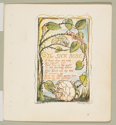 Songs of Innocence and of Experience: The Sick Rose, ca. 1825. od William Blake
