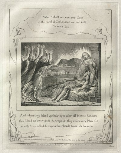 The Book of Job: No. 7, A když pozvedli oči zdaleka a neznali ho..., 1825. od William Blake