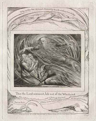Kniha Job: Pl. 13,Hospodin odpověděl Jobovi z Vichru od William Blake