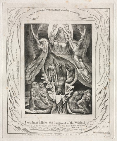 Kniha Job: Pl. 16, Naplnil jsi Rozsudek bezbožných, 1825. od William Blake
