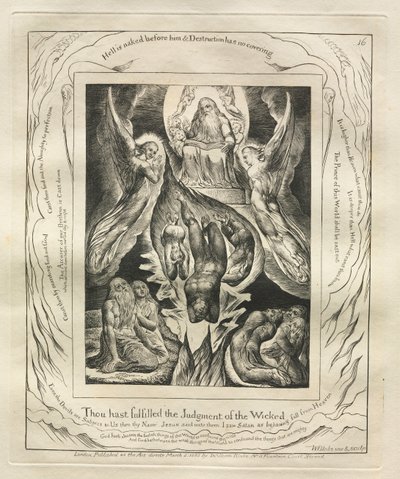 Kniha Job: Pl. 16, Naplnil jsi Rozsudek bezbožných, 1825. od William Blake