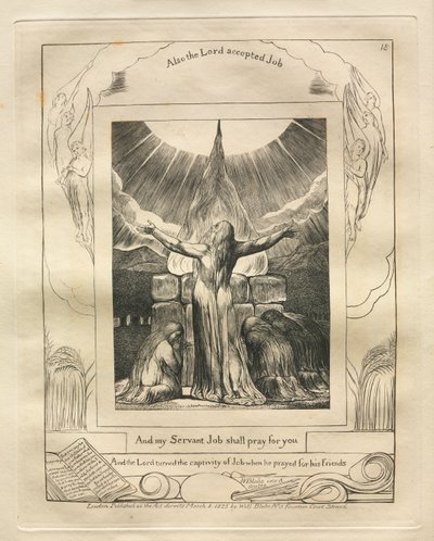 Kniha Job: Pl. 18, A můj služebník Job se za tebe bude modlit, 1825. od William Blake