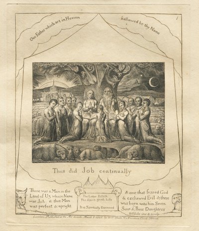 Kniha Job: Pl. 1, Tak to dělal Job neustále, 1825. od William Blake