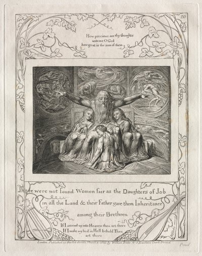 Kniha Job: Pl. 20, V celé zemi nebyly nalezeny ženy krásné jako Jobovy dcery od William Blake