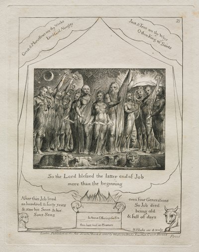Kniha Job: Pl. 21, Hospodin tedy požehnal poslední Jobův konec / více než začátek od William Blake