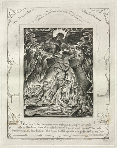 Kniha Job: Pl. 3, Tvoji synové a tvé dcery jedli a pili víno ve svém domě / nejstarších bratrů od William Blake