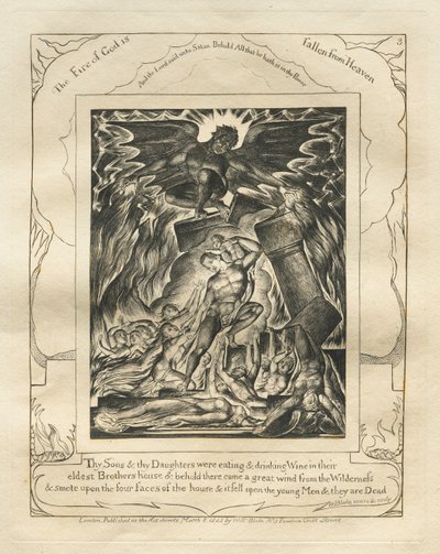 Kniha Job: Pl. 3, Tvoji synové a tvé dcery jedli a pili víno ve svém domě / nejstarších bratrů od William Blake