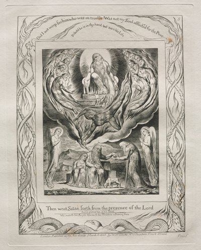 Kniha Job: Pl. 5,Tehdy Satan vyšel z přítomnosti Hospodinovy od William Blake
