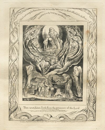 Kniha Job: Pl. 5, Potom Satan vyšel z přítomnosti Páně, 1825. od William Blake