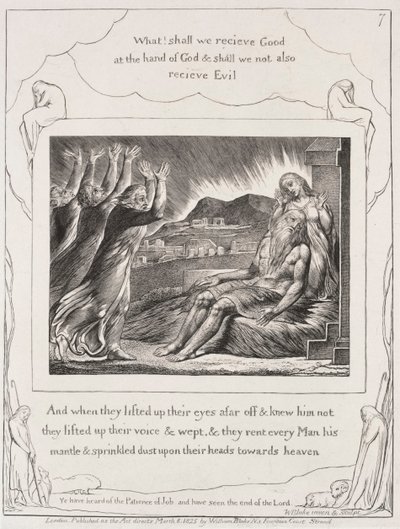 Kniha Job: Pl. 7, A když pozvedli oči, 1825. od William Blake