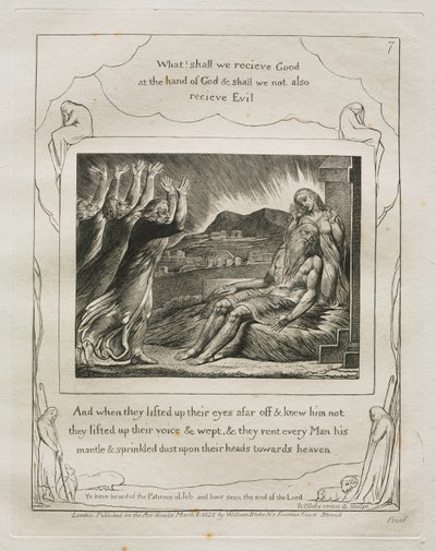 Kniha Job: Pl. 7, A když pozvedli oči zdaleka a neznali ho..., 1825. od William Blake