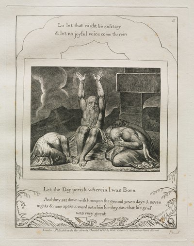 Kniha Job: Pl. 8, Ať zahyne den, ve kterém jsem se narodil, 1825. od William Blake