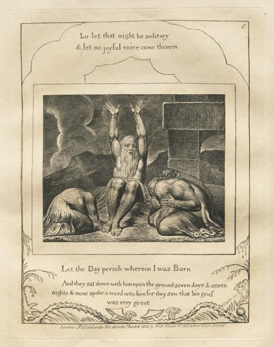 Kniha Job: Pl. 8, Ať zahyne den, ve kterém jsem se narodil, 1825. od William Blake