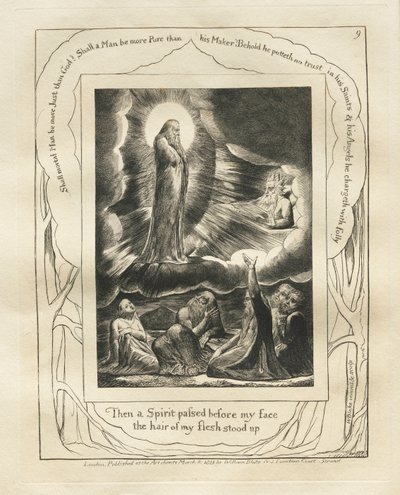 Kniha Job: Pl. 9, Tehdy před mou tváří prošel Duch / vstávaly vlasy z mého těla od William Blake