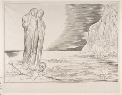 The Circle of Traitors: Dantes Foot Striking Bocca degli Abbate, od Dantes Infe ..., ca. 1825-27. od William Blake