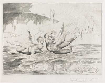 Kruh zkorumpovaných úředníků, ďáblové se navzájem maulují, 1827. od William Blake