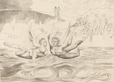 Kruh zkorumpovaných úředníků, ďáblové se navzájem maulují, 1827. od William Blake
