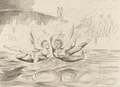 Kruh zkorumpovaných úředníků, ďáblové se navzájem maulují, 1827. od William Blake