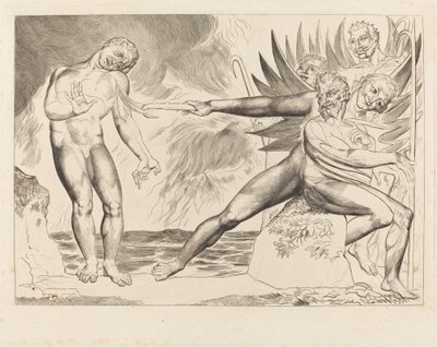 Kruh zkorumpovaných úředníků, ďáblové mučící Ciampolo, 1827. od William Blake