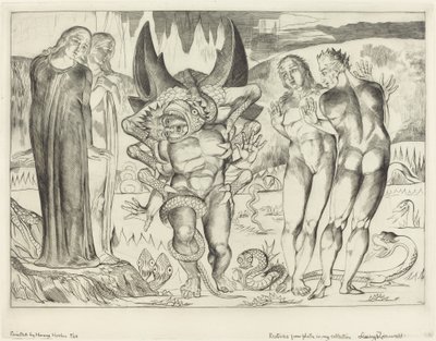 Kruh zlodějů; Agnolo Brunelleschi Napaden šestinohým hadem od William Blake