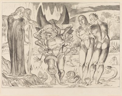 Kruh zlodějů, Agnolo Brunelleschi Napaden šestinohým hadem, 1827. od William Blake