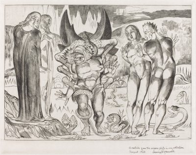 Kruh zlodějů, Agnolo Brunelleschi Napaden šestinohým hadem, 1827. od William Blake