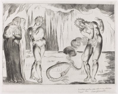 Kruh zlodějů; Buoso Donati Napaden hadem od William Blake