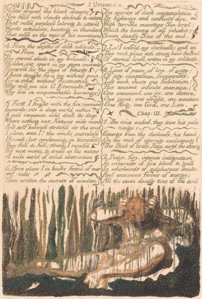 The First Book of Urizen, Plate 4, Muster around the temný desarts. . . . (Bentley 4) od William Blake