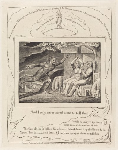 Poslové vyprávějí Jobovi o jeho neštěstí, 1825. od William Blake
