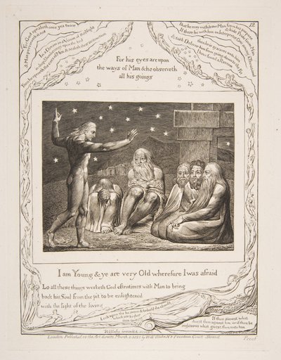 Hněv Elihu, z ilustrací Knihy Job, 1825-26. od William Blake
