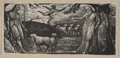 Thenot Remonstrates with Colinet, Lightfoot in the Background, z Thorntons Pastorals o..., 1821. od William Blake