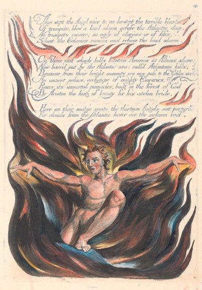 „Tak plakal hlas Anděla a zatímco plakal, strašlivé nárazy větru...“ (Tabule 12) od William Blake