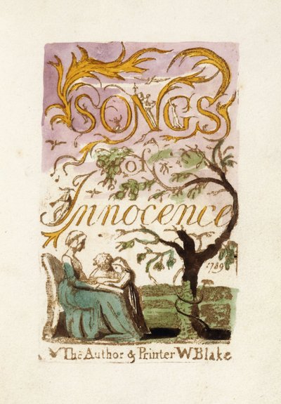Titulní strana z „Písně nevinnosti“, 1789 od William Blake