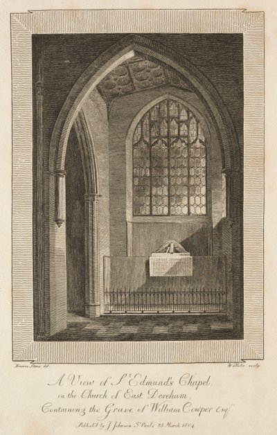 Pohled na kapli svatého Edmunda v kostele East Dereham s hrobem Williama Cowpera Esquire od William Blake