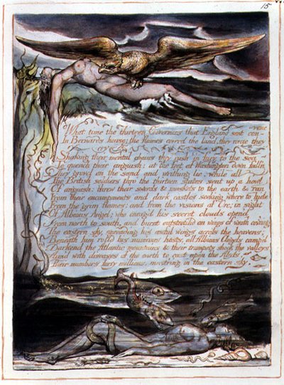 „What Time the Thirteen Governors“, deska 13 z „Amerika, proroctví“ od William Blake