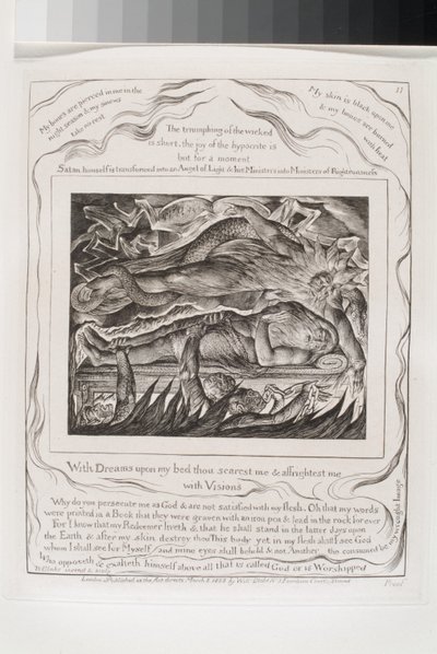 With Dreams Upon My Bed Thou Scarest Me (rytina na indickém papíře chine collé) od William Blake