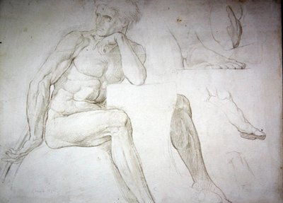 Studie mužského aktu (tužka na papíře) od William Blake Richmond