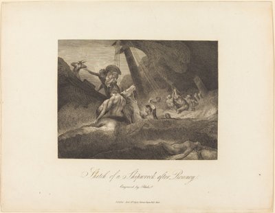 Náčrt vraku lodi od William Blake after George Romney