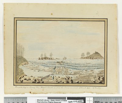 Opp. p. 195. `Část útesu v Sydney Bay na ostrově Norfolk, na kterém ztroskotal Sirius. 19. března 1790.