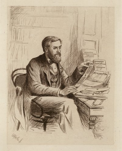 Julius Eggeling, profesor sanskrtu a srovnávací filologie (rytina) od William Brassey (after) Hole