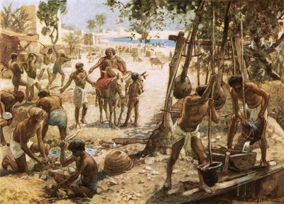 Izraelité vyrábějící cihly v Egyptě od William Brassey Hole