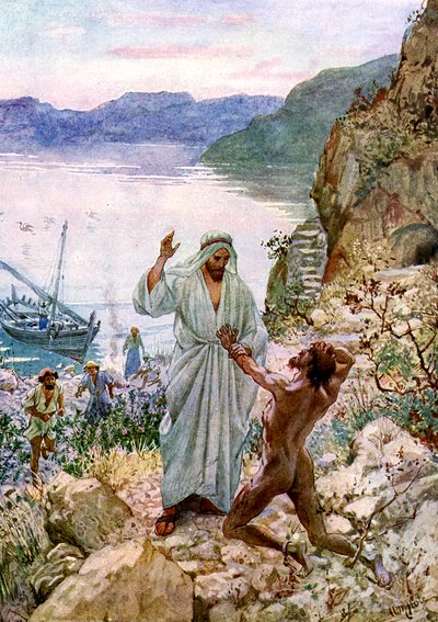 Ježíš uzdravuje muže posedlého démonem - Bible od William Brassey Hole