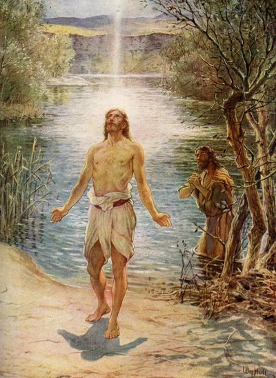 Ježíš je pokřtěn svatým Janem - Bible od William Brassey Hole