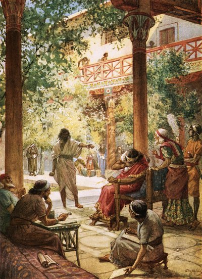 Prorok Nátan odsuzuje Davidův hřích od William Brassey Hole