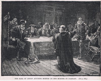 Hrabě z Arranu obviňuje Mortona z vraždy Darnleyho v roce 1581 od William Brassey Hole